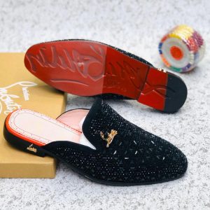 Men Quality Crystal Shoe - Black